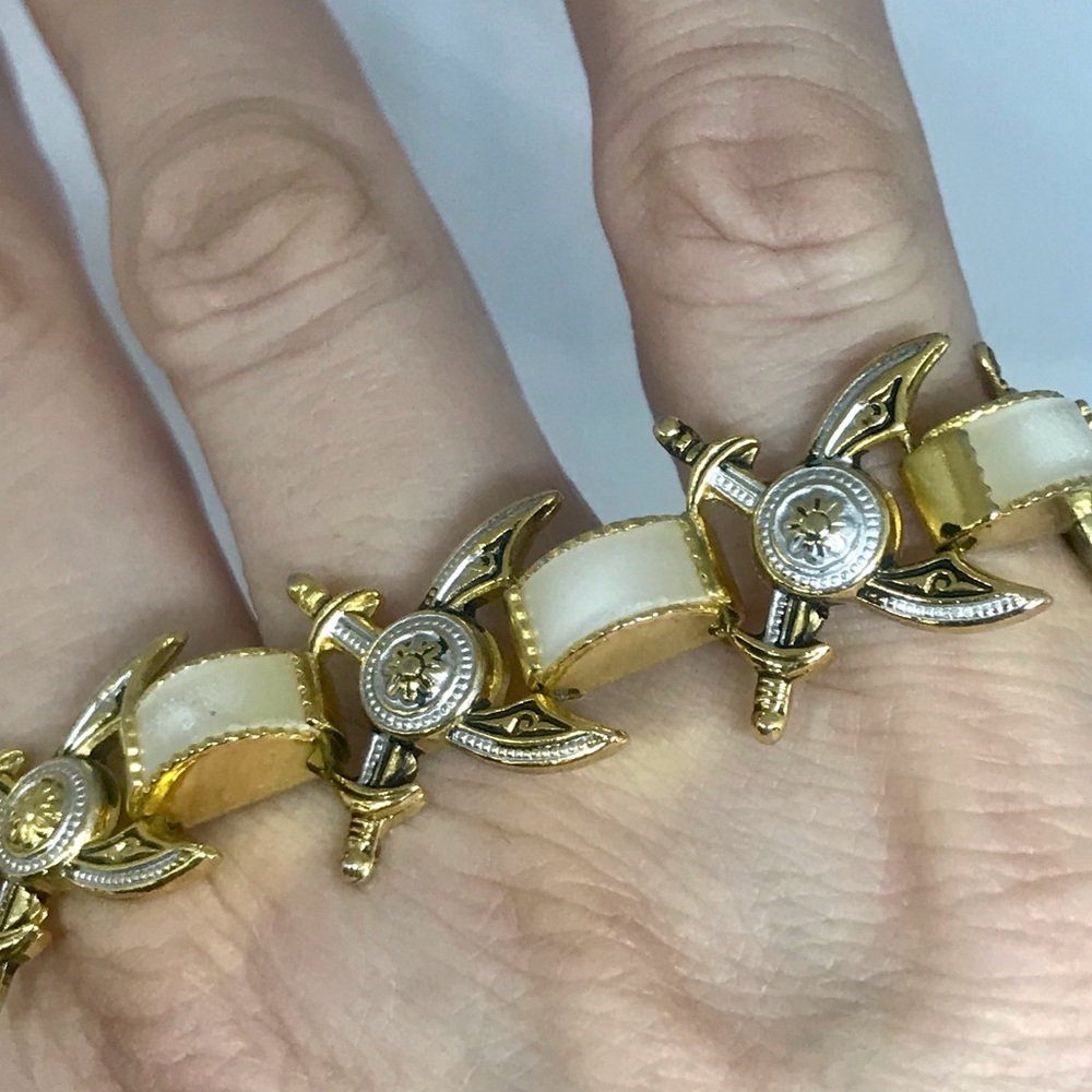 Vintage Damascene Sword Panel Bracelet